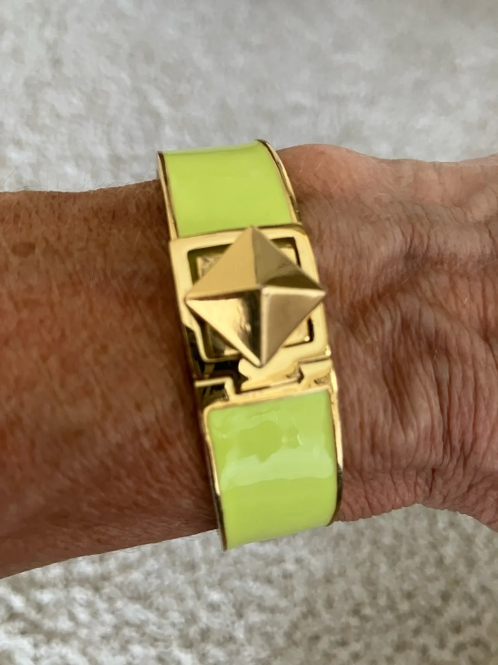 Kate Spade Gold-Tone Lime Enamel Pyramid Accent Bracelet - Picture 3 of 7